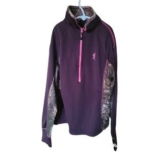 BROWNING WOMENS REALTREE PURPLE WINE LOTUS 1/2 ZIP JACKET with thumb holes small